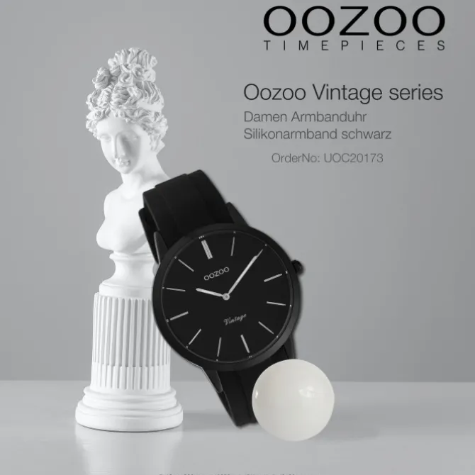 Oozoo Damen Armbanduhr Vintage Series Analog Silikon schwarz UOC20173