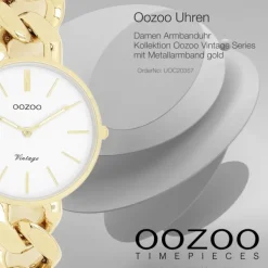 Oozoo Damen Armbanduhr Vintage Series Analog Metall gold UOC20357