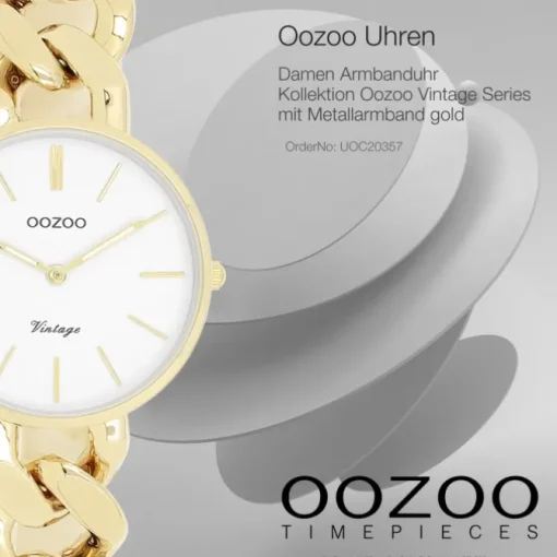 Oozoo Damen Armbanduhr Vintage Series Analog Metall gold UOC20357