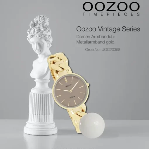 Oozoo Damen Armbanduhr Vintage Series Analog Metall gold UOC20358