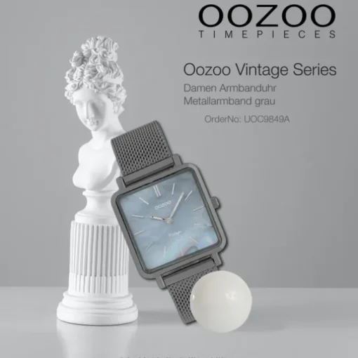 Oozoo Damen Armbanduhr Vintage Series Analog Metall grau UOC9849A