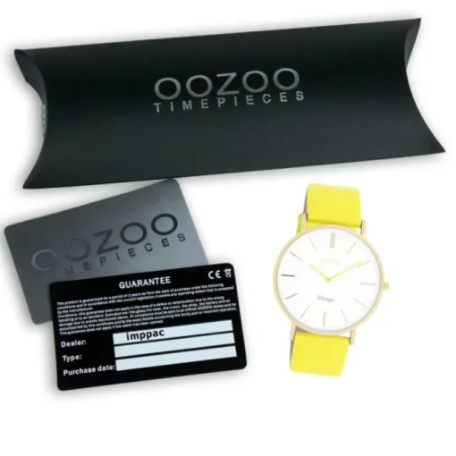 Oozoo Damen Armbanduhr Vintage Analog Leder gelb UOC20317