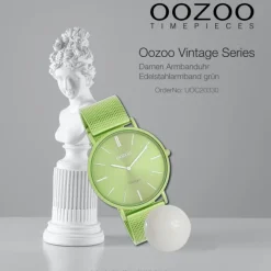 Oozoo Damen Armbanduhr Vintage Analog Edelstahl grün UOC20330