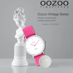 Oozoo Damen Armbanduhr Vintage Series Analog Leder pink UOC20285