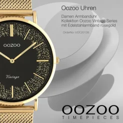 Oozoo Damen Armbanduhr Vintage C20138 Analog Edelstahl roségold UOC20138