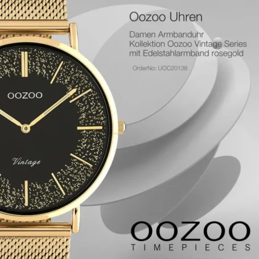 Oozoo Damen Armbanduhr Vintage C20138 Analog Edelstahl roségold UOC20138