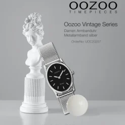 Oozoo Damen Armbanduhr Vintage Series Analog Metall Mesh silber UOC20257