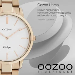 Oozoo Damen Armbanduhr Vintage Series Analog Metall rosegold UOC20036