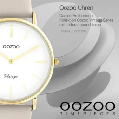 Oozoo Damen Armbanduhr Vintage Series Analog Leder beige UOC20253