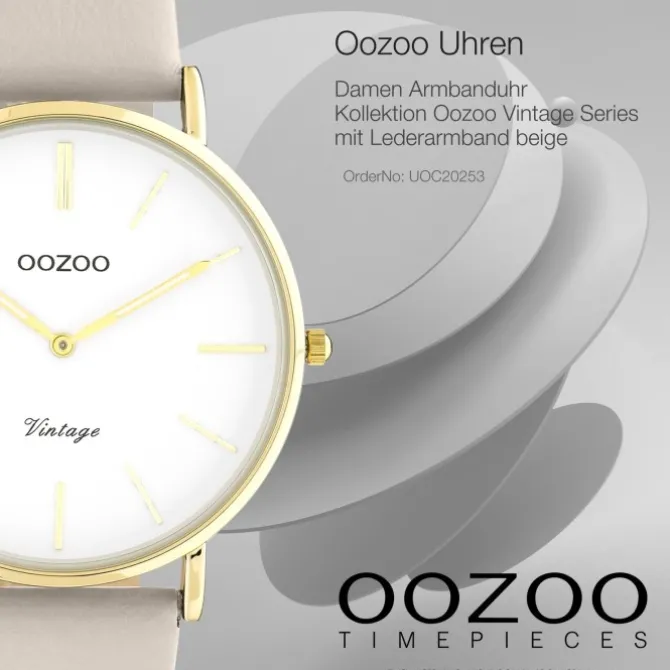 Oozoo Damen Armbanduhr Vintage Series Analog Leder beige UOC20253