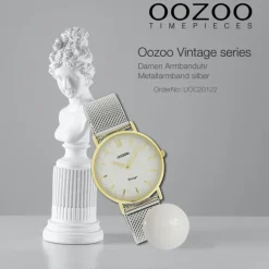 Oozoo Damen Armbanduhr Vintage Series Analog Metall silber UOC20122