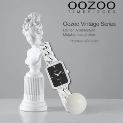 Oozoo Damen Armbanduhr Vintage Series Analog Metall silber UOC20361