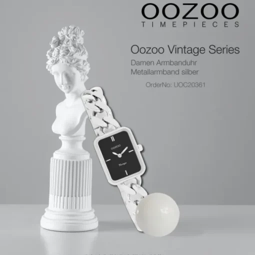 Oozoo Damen Armbanduhr Vintage Series Analog Metall silber UOC20361