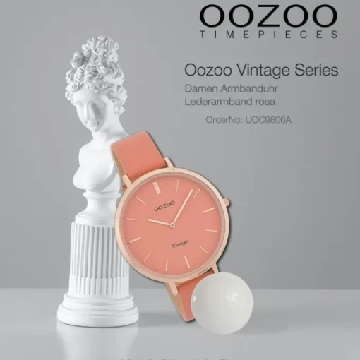 Oozoo Damen Armbanduhr Vintage Series Analog Leder rosa UOC9806A