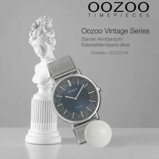 Oozoo Damen Armbanduhr Vintage C20134 Analog Edelstahl silber UOC20134