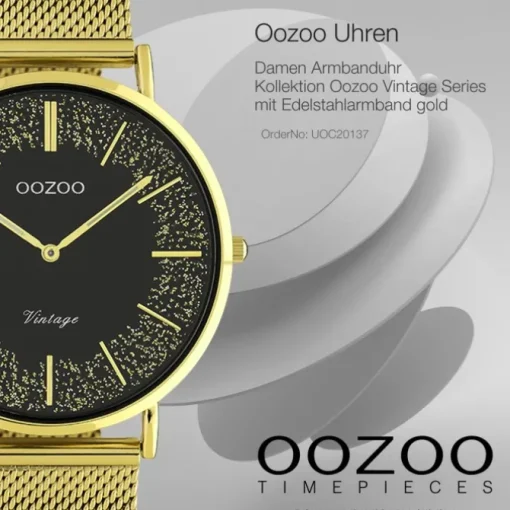 Oozoo Damen Armbanduhr Vintage C20137 Analog Edelstahl gold UOC20137