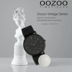 Oozoo Damen Armbanduhr Vintage C20144 Analog Edelstahl schwarz UOC20144