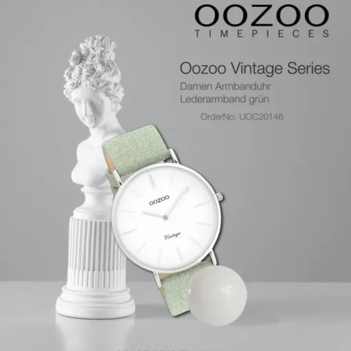 Oozoo Damen Armbanduhr Vintage C20146 Analog Leder grün UOC20146