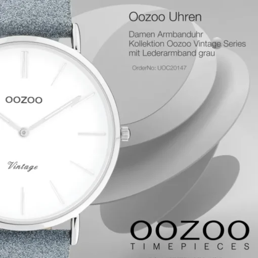 Oozoo Damen Armbanduhr Vintage C20147 Analog Leder grau UOC20147