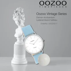Oozoo Damen Armbanduhr Vintage C20217 Analog Leder hellblau UOC20217