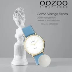 Oozoo Damen Armbanduhr Vintage C20225 Analog Leder babyblau UOC20225