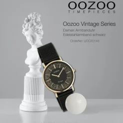 Oozoo Damen Armbanduhr Vintage C20143 Analog Edelstahl schwarz UOC20143