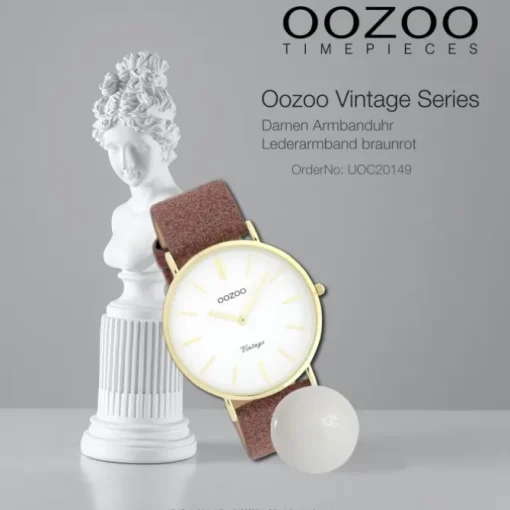 Oozoo Damen Armbanduhr Vintage C20149 Analog Leder braunrot UOC20149