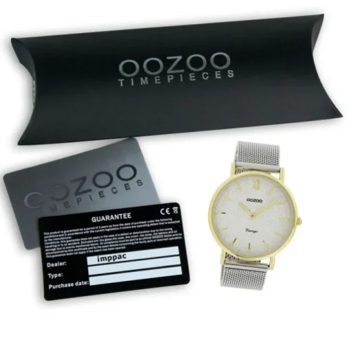 Oozoo Damen Armbanduhr Vintage Series Analog Metall silber UOC20117