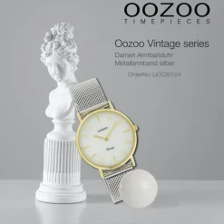Oozoo Damen Armbanduhr Vintage Series Analog Metall silber UOC20124