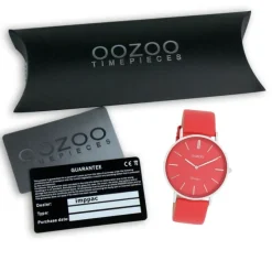 Oozoo Damen Armbanduhr Vintage Analog Leder orange rot UOC20324