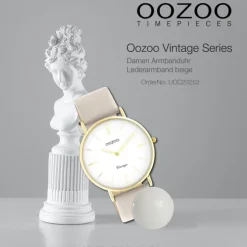 Oozoo Damen Armbanduhr Vintage Series Analog Leder beige UOC20253