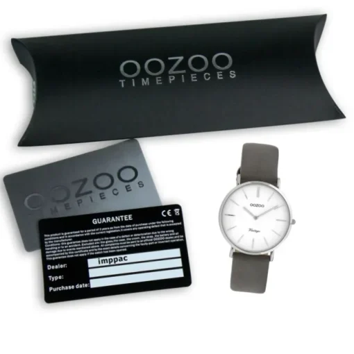 Oozoo Damen Armbanduhr Vintage Analog Leder grau UOC20084