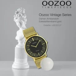 Oozoo Damen Armbanduhr Vintage C20137 Analog Edelstahl gold UOC20137
