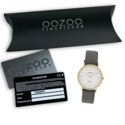 Oozoo Damen Armbanduhr Vintage Analog Leder grau UOC20088