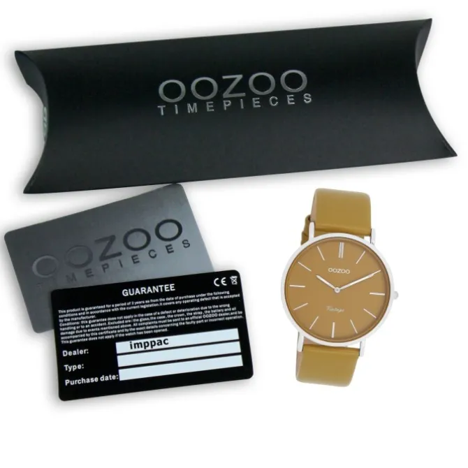 Oozoo Damen Armbanduhr Vintage Analog Leder olivgrün UOC20326
