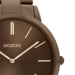 Oozoo Damen Herren Armbanduhr Ultra Slim C20103 Analog Edelstahl braun UOC20103