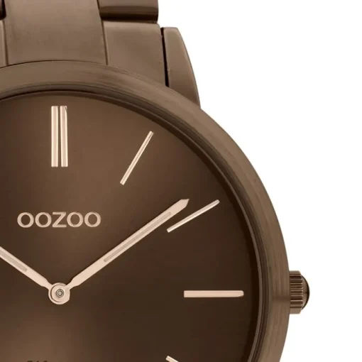 Oozoo Damen Herren Armbanduhr Ultra Slim C20103 Analog Edelstahl braun UOC20103