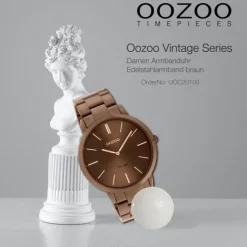 Oozoo Damen Herren Armbanduhr Ultra Slim C20103 Analog Edelstahl braun UOC20103