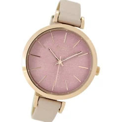 Oozoo Damen-Uhr Timepieces Quarzuhr C9136 Leder-Armband rosa UOC9136