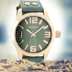 Oozoo Damen-Uhr Timepieces Quarzuhr C8018 Leder-Armband grau UOC8018