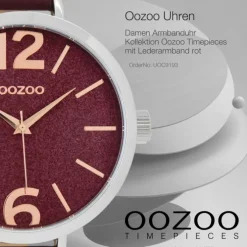 Oozoo Damen-Uhr Timepieces Quarzuhr C9193 Leder-Armband rot UOC9193