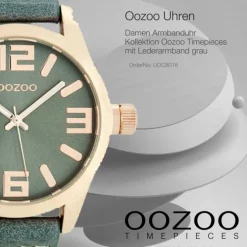 Oozoo Damen-Uhr Timepieces Quarzuhr C8018 Leder-Armband grau UOC8018