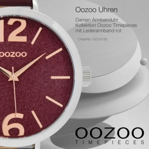 Oozoo Damen-Uhr Timepieces Quarzuhr C9193 Leder-Armband rot UOC9193