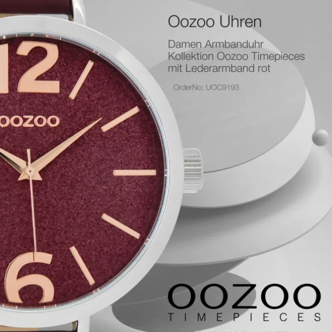 Oozoo Damen-Uhr Timepieces Quarzuhr C9193 Leder-Armband rot UOC9193