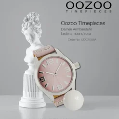 Oozoo Damen-Uhr Timepieces Quarzuhr C1058 Leder-Armband rosa UOC1058A