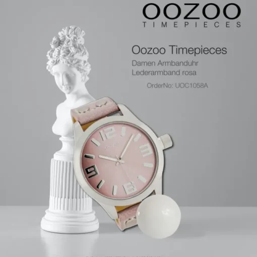 Oozoo Damen-Uhr Timepieces Quarzuhr C1058 Leder-Armband rosa UOC1058A