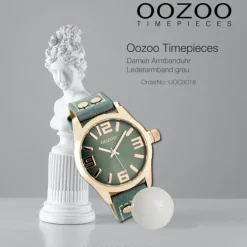 Oozoo Damen-Uhr Timepieces Quarzuhr C8018 Leder-Armband grau UOC8018