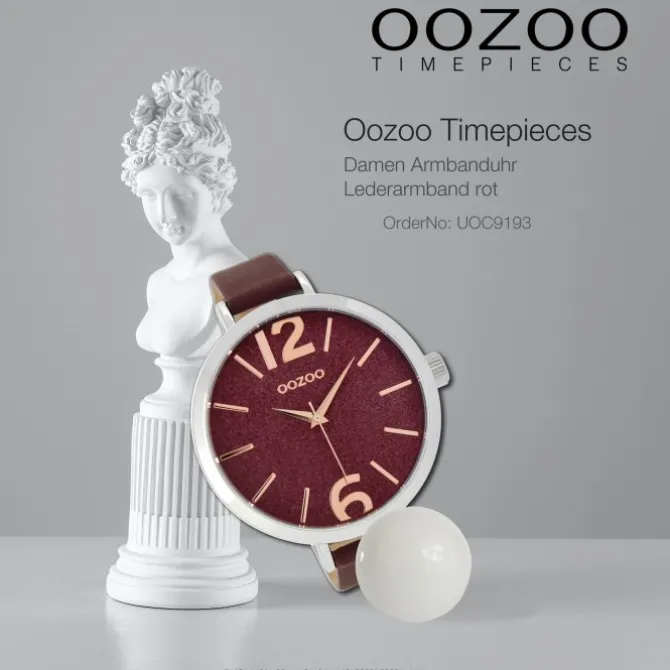 Oozoo Damen-Uhr Timepieces Quarzuhr C9193 Leder-Armband rot UOC9193