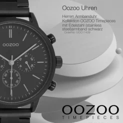 Oozoo Herren Armbanduhr OOZOO Timepieces Analog Edelstahl schwarz UOC11409