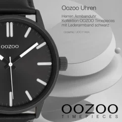 Oozoo Herren Armbanduhr OOZOO Timepieces Analog Leder schwarz UOC11404